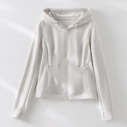 「自」全新升级【铂金会员312/天猫419/差价107】(51526)洛诗琳砂洗连帽外套2026春季新款拼接弹力显瘦休闲短外套 商品图1