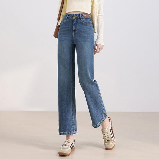 「自」全新升级【铂金会员165/天猫219/差价54】(54446)洛诗琳气质牛仔烟管裤2026春夏新款窄版修身显瘦直筒九分裤 商品图0