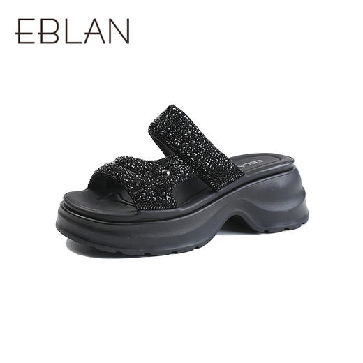 【上新】伊伴2026夏季闪耀水钻增高神器休闲凉拖鞋B26398210 商品图0