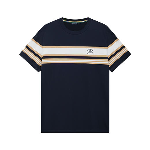 【棉混纺】德鲨鲨鱼短袖条纹圆领T恤男2026夏季新款打底衫 商品图4