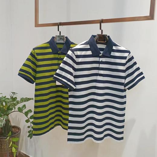 条纹男款短袖夏季翻领T恤横条商务休闲半袖上衣  17WD-09 商品图0