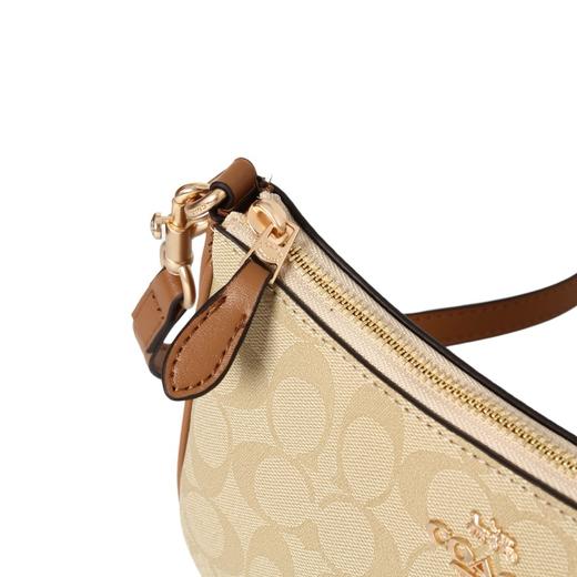 蔻驰 Teri 24 经典老花拉链开合标志性Logo 帆布拼光滑皮革 手提单肩包 商品图8