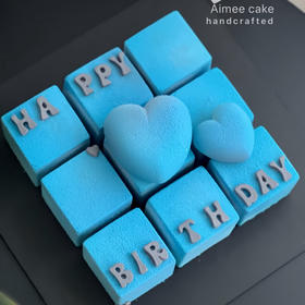 单层爱心魔方蛋糕