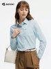 波顿女士春夏季蓝绿色竖条纹长袖衬衫高端美式休闲纯棉衬衣LS052125 商品缩略图1