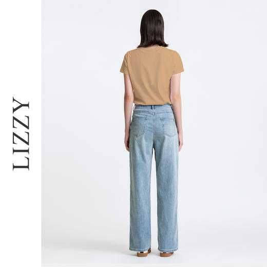 LIZZY夏季新款优雅时尚圆领百搭通勤纯棉舒适女上衣T恤8153 商品图3