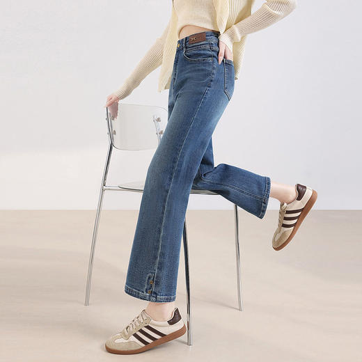 「自」全新升级【铂金会员165/天猫219/差价54】(54446)洛诗琳气质牛仔烟管裤2026春夏新款窄版修身显瘦直筒九分裤 商品图3