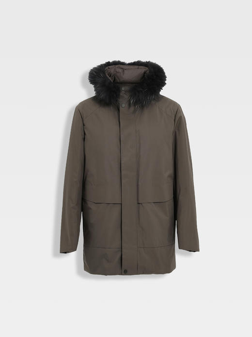 callisto绿色连帽兔毛鹅绒尼克服 商品图0