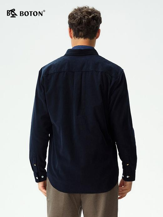 波顿男士秋冬灯芯绒净色长袖衬衫翻领修身通勤百搭衬衣MS130325 商品图2