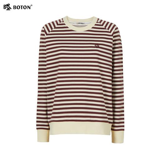 波顿女士秋冬海军风条纹圆领插肩袖百搭通勤长袖针织衫LT352325 商品图6