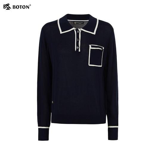 波顿女士秋冬翻领长袖毛衣宽松高级感天丝蚕丝毛衣LU118325 商品图5