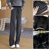 丁摩 条纹阔腿裤女春夏新款抽绳松紧高腰显瘦慵懒宽松拖地裤子5ZF-1785 商品缩略图3
