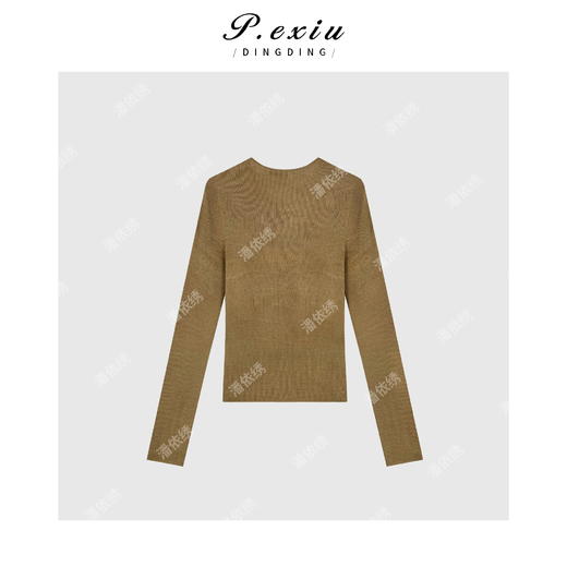 04-1潘依绣丁丁宠粉韩系百搭简约修身长袖上衣Q8519 商品图1