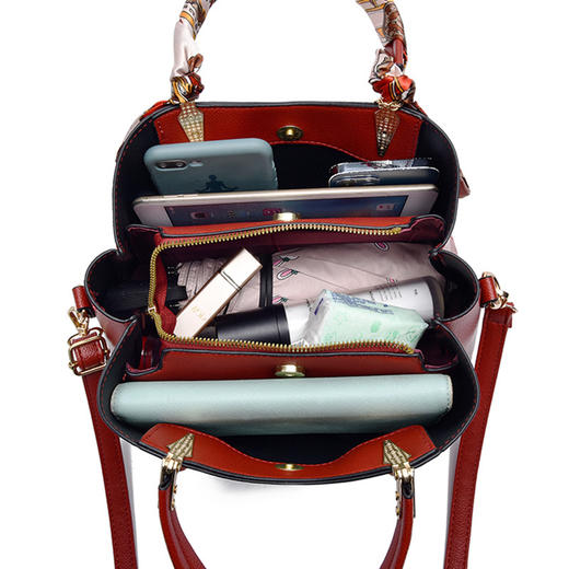 雀说 配丝巾斜挎托特斜跨包包大气手提女包SC 2361 商品图2