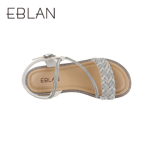 【上新】伊伴2026夏季编织一字带闪耀钻面休闲凉鞋B26365252 商品图2