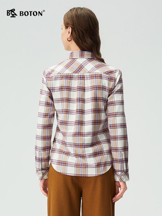 波顿女士秋冬季纯棉磨毛长袖衬衫合身显瘦休闲长袖衬衣LS095325 商品图2