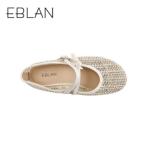 【上新】伊伴2026春季时髦舒适平底浅口编织网面单鞋玛丽珍B26196032 商品图2