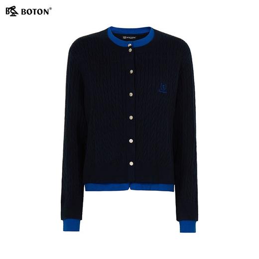 波顿女士秋冬开衫毛衣修身休闲百搭高级感蓝色毛衣LU119325 商品图5