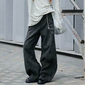 复古印花弯刀牛仔长裤-纪念日百货门店同款169493496