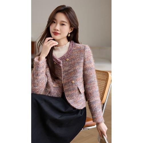 丁摩 粗花毛呢小外套超短款外搭加棉女装上衣气质小香风裙裤百搭款5ZF-17200 商品图3