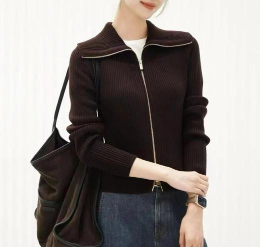 重磅渠道  早春新款  IC半精纺拉链羊毛衫 超实穿版型   细支羊毛 坑条针织 商品图1