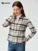 波顿女士秋冬季翻领磨毛长袖格子衬衫合身通勤休闲舒适百搭衬衣LS093325 商品缩略图2