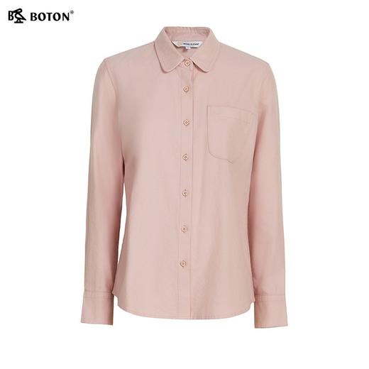 波顿女士秋冬季翻领净色磨毛长袖衬衫合身舒适百搭衬衣LS102325 商品图5