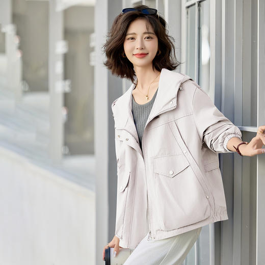 百媚生 连帽短款风衣外套休闲夹克上衣BKYWL1961 商品图3