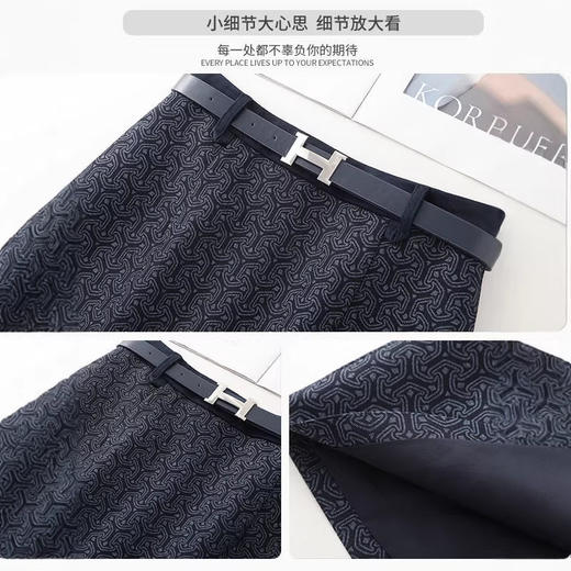 丁摩 春秋季新款轻奢千鸟格气质修身压纹直筒百搭半身裙5ZF-5136 商品图3