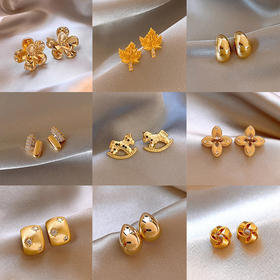 春节不打烊【轻奢高级质感❗️工艺与时尚并行】简约金属豆豆钛钢耳钉新款欧美时尚高级感925银针耳环气质耳饰品。jd