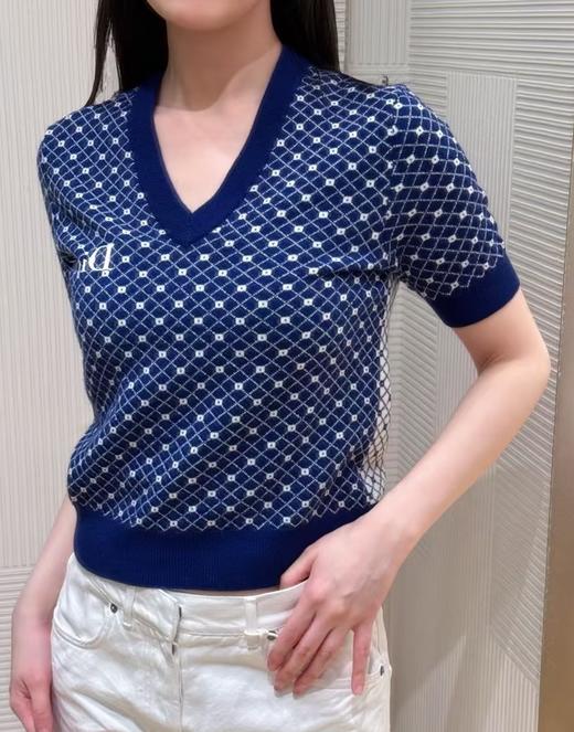 女款菱格V领短袖针织衫la010 商品图3