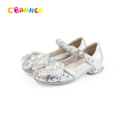 千百度2026春季童鞋仿钻立体饰扣精致闪亮公主鞋A26161015 商品图5