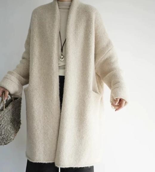 重磅福利！ 羊驼毛羊绒浴袍针织外套  均码/中长款 行走的小暖炉 商品图0