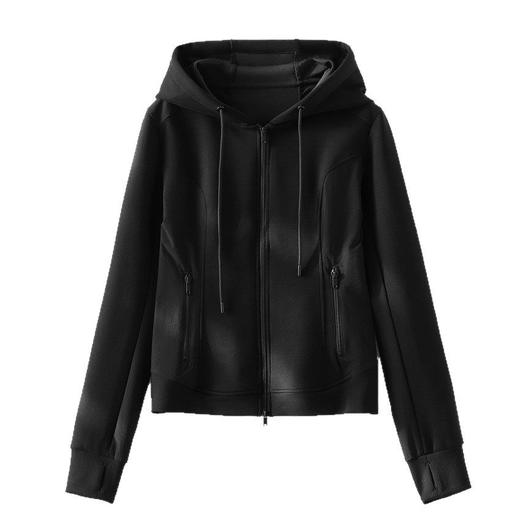 「自」全新升级【铂金会员312/天猫419/差价107】(51526)洛诗琳砂洗连帽外套2026春季新款拼接弹力显瘦休闲短外套 商品图4