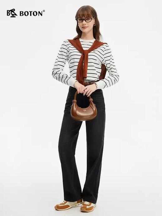 波顿女士春秋季圆领条纹卫衣长袖套头针织衫LT329125 商品图2