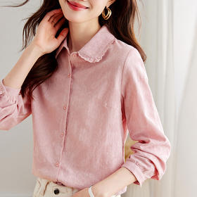 丁摩 春装新款提花设计感衬衫女洋气减龄打底衬衣女5ZF-41002