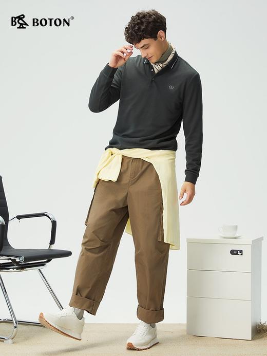 波顿男士春秋季翻领长袖Polo衫通勤休闲长袖针织衫MT071325 商品图1