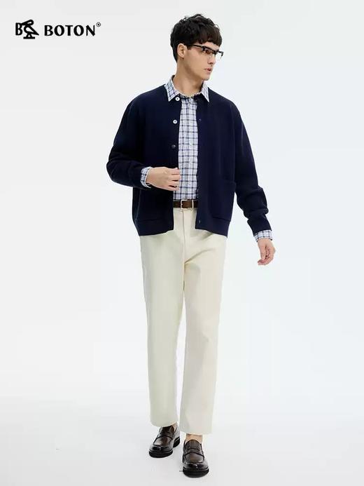 波顿男士春夏季清新蓝白格长袖格子衬衫休闲棉质百搭衬衣MS111125 商品图1