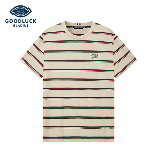 【桑蚕丝】德鲨鲨鱼男装短袖条纹T恤2026夏新款百搭打底衫 商品图0