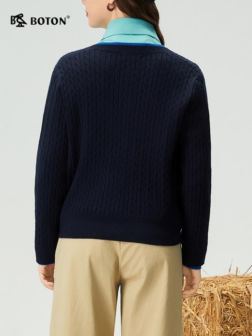 波顿女士秋冬开衫毛衣修身休闲百搭高级感蓝色毛衣LU119325 商品图2