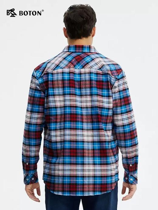 波顿男女同款春秋长袖格纹衬衫型外套宽松版型与舒适纯棉诠释经典红蓝白复古格调USJ109125 商品图2