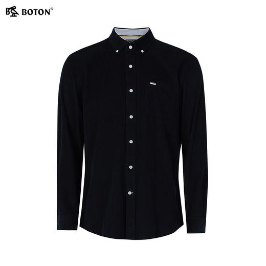 波顿男士秋冬灯芯绒净色长袖衬衫翻领修身通勤百搭衬衣MS130325 商品图6