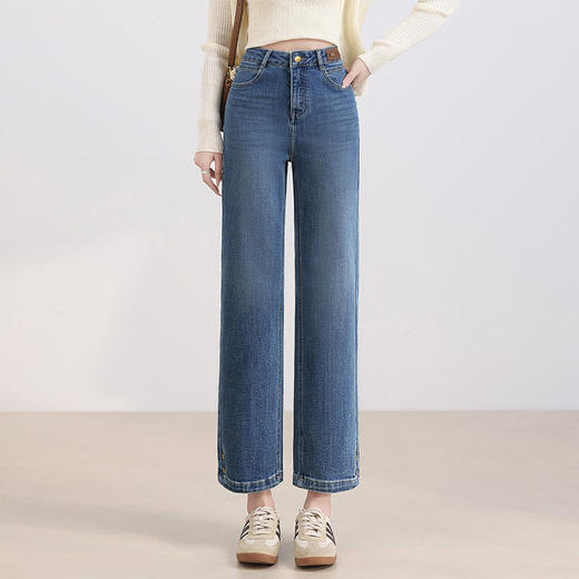 「自」全新升级【铂金会员165/天猫219/差价54】(54446)洛诗琳气质牛仔烟管裤2026春夏新款窄版修身显瘦直筒九分裤 商品图2