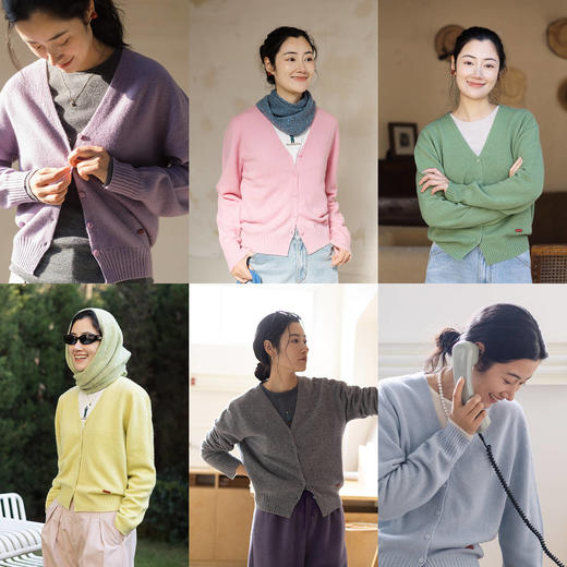 特绽放076朵/糖果针织衫·全羊毛v领开襟针织衫女春新款针织开衫 商品图0