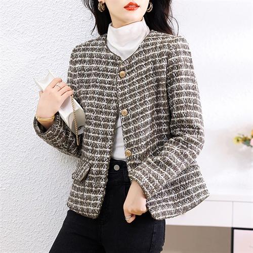丁摩 优雅小香风呢外套女春秋季韩版修身显瘦短款长袖上衣外套5ZF-66907 商品图2
