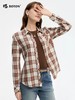 波顿女士春夏季咖杏色格子长袖衬衫高端美式休闲衬衣LS061125 商品缩略图3