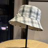 雀说 复古格子渔夫帽女休闲百搭显脸小水桶帽676 商品缩略图3