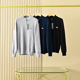 汤米男士秋冬一体绒半高领针织打底衫毛衣！