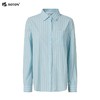 波顿女士春夏季蓝绿色竖条纹长袖衬衫高端美式休闲纯棉衬衣LS052125 商品缩略图5