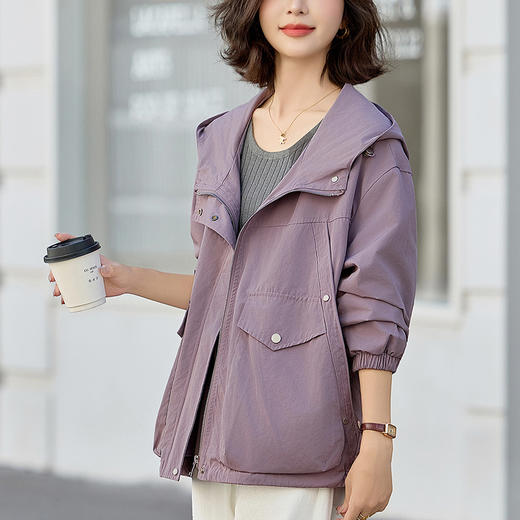 百媚生 连帽短款风衣外套休闲夹克上衣BKYWL1961 商品图0