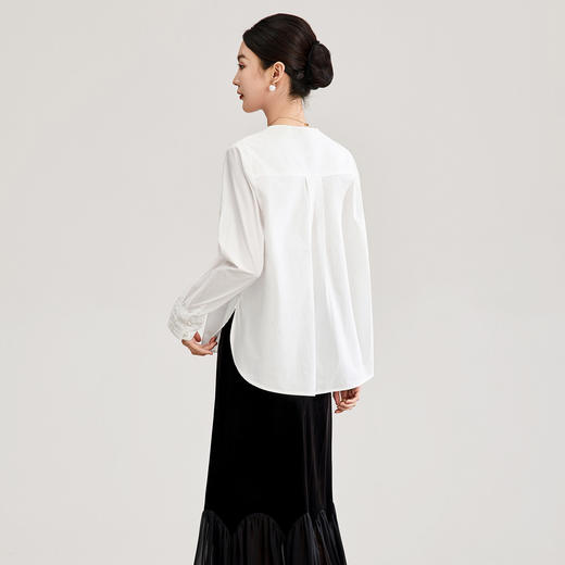 「高货wl」全新升级【铂金会员266/天猫359/差价93】(50319)洛诗琳纯棉手工浮雕钉珠上衣2026春季法式百搭通勤衬衫 商品图1